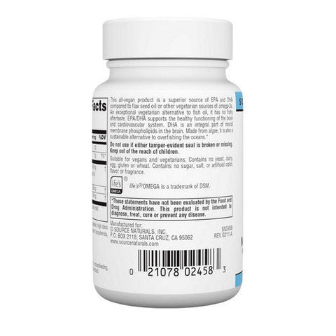 Source Naturals, Omega-3 Vegan EPA-DHA, 350 mg, 30 sgels Source Naturals