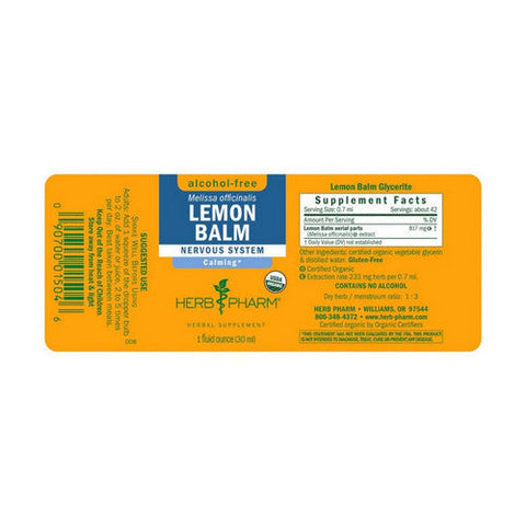 Herb Pharm, Lemon Balm Alcohol-Free, 1 Oz Herb Pharm