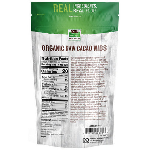 Now Foods, Organic Raw Cacao Nibs, 8 Oz Now Foods