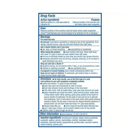 Zicam, Cold Remedy Nasal Swabs, 20 Each Zicam