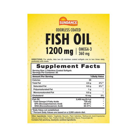 Sundance, Vitamins Odorless Fish Oil - Omega-3 Softgels, 100 Tabs Sundance
