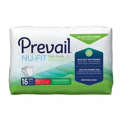First Quality, Unisex Adult Incontinence Brief Nu-Fit Medium Disposable Heavy Absorbency, Case Of 6 First Quality
