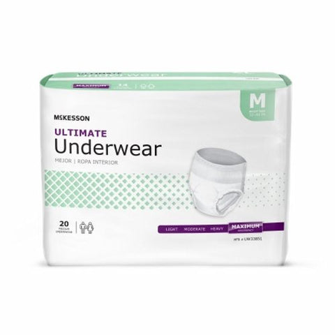 Unisex Adult Absorbent Underwear Pull On with Tear Away Seams Medium Disposable Heavy Absorbency Case of 64 by McKesson