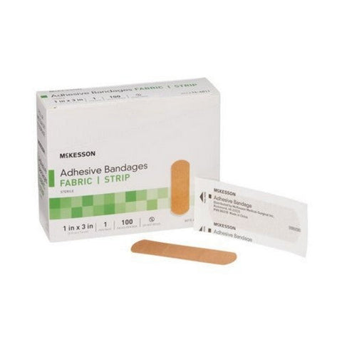 McKesson, Adhesive Bandages Fabric Strips 1 X 3 Inch, 1 X 3 Inch, Tan McKesson