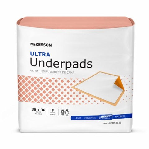 Underpad McKesson Ultra 36 X 36 Inch Disposable Fluff / Polymer Heavy Absorbency Peach Case of 50 by McKesson