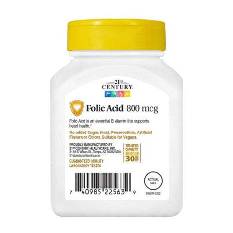 21st Century, Folic Acid, 800 mcg, 180 Tabs 21st Century