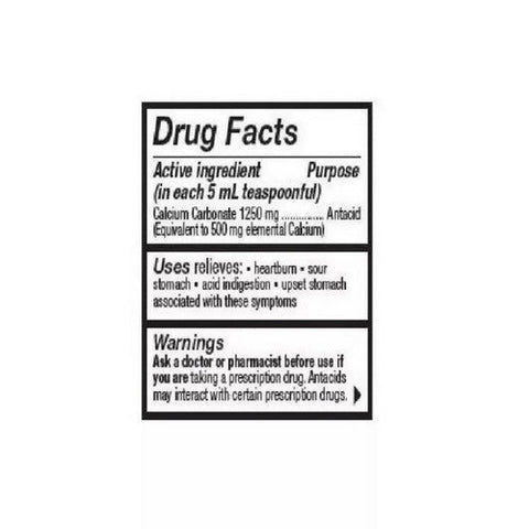 Quality Value, Calcium Carbonate Oral Suspension, 1250 Mg, 16 Oz