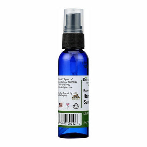 Brittaine's Thyme, Organic Hand Sanitizer Rosemary Peppermint, 2 Oz Brittaine's Thyme
