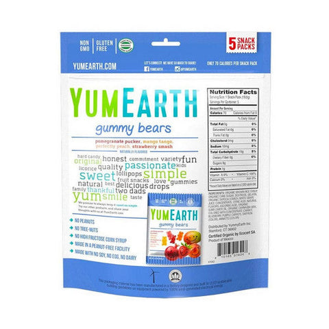 YumEarth, Gummy Bears Snack Packs Assorted, 3.5 Oz(Case Of 12) YumEarth