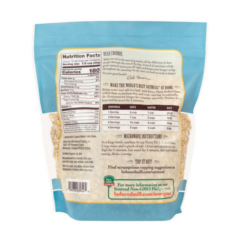 Bobs Red Mill, Organic Extra Thick Rolled Oats, 32 Oz(Case Of 4) Bobs Red Mill