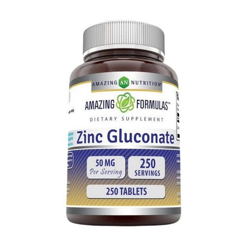 Amazing Nutrition, Amazing Formulas Zinc Gluconate, 50 mg, 250 Tabs Amazing Nutrition