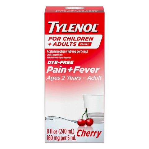 Children + Adult Pain + Fever Acetaminophen Oral Suspension Cherry 8 Oz by Tylenol