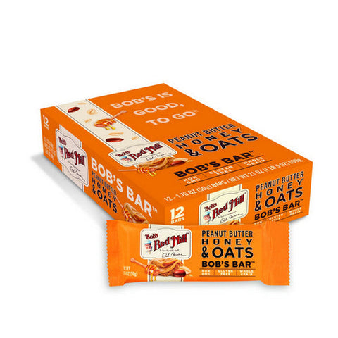Bobs Red Mill, Peanut Butter Honey And Oats Bar, 12 Bars Bobs Red Mill