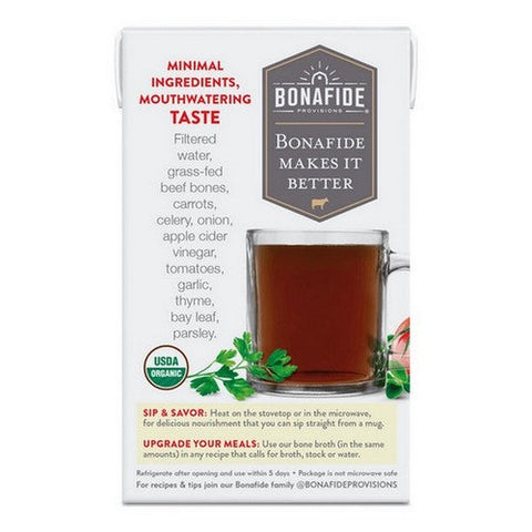 Bonafide Provisions, Organic Beef Bone Broth No Salt Added Dry, 16.9 Oz(Case Of 6) Bonafide Provisions