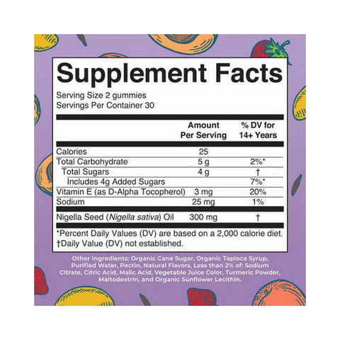 MaryRuth's, Black Seed Oil Gummies Mango Strawberry Peach, 60 Count MaryRuth's