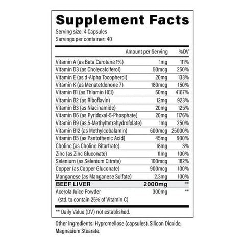 Black Magic, Nine Lives Beef Liver Plus Daily Vitamin, 160 Capsules Black Magic
