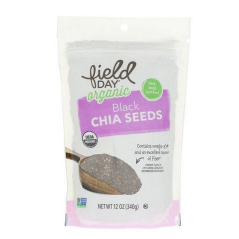 Organic Black Chia Seeds 12 Oz (Case Of 8) by Field Day