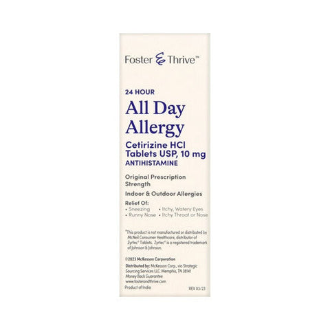 Foster And Thrive, 24 Hour All Day Allergy Cetirizine Hcl, 10 Mg, 60 Tabs Foster And Thrive