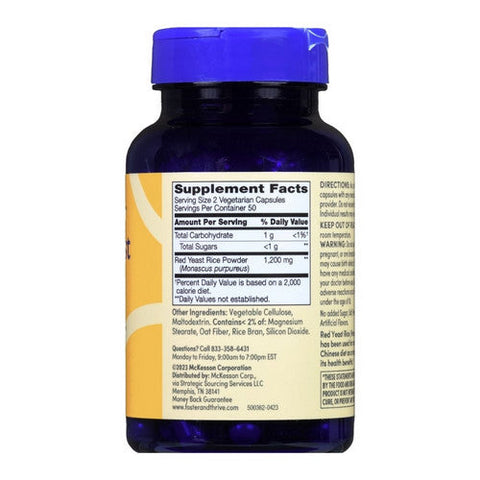 Foster And Thrive, Red Yeast Rice, 600 Mg, 100 Caps Foster And Thrive