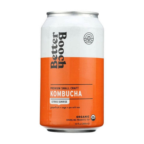 Better Booch, Organic Citrus Sunrise Kombucha With Grapefruit Plus Sage Plus Puerh Tea, 12 Oz X 4 Count (Case Of 6) Better Booch