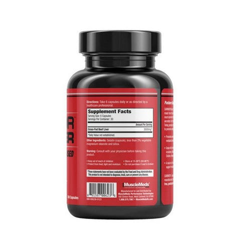 Muscle Meds, Carnivor Grass Fed Beef Liver, 180 Capsules Muscle Meds