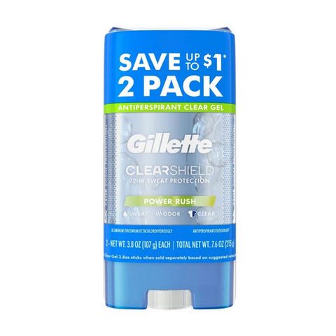 Clear Gel Power Rush Scent Anti Perspirant Deodorant for Men 7.6 Oz (Case Of 6) by Gillette