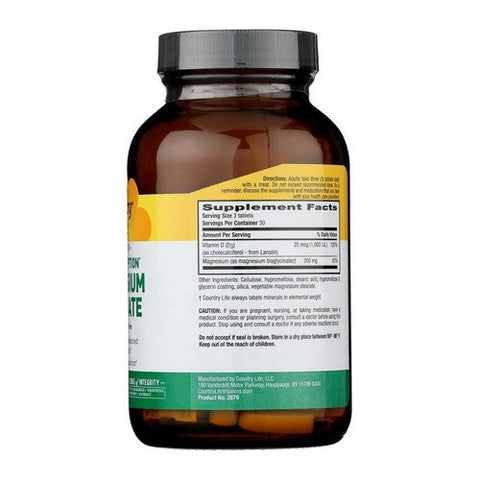 Country Life, Dual Action Magnesium Glycinate, 90 Tablets Country Life