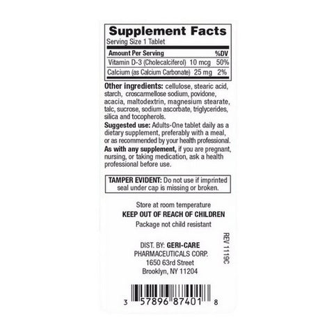 Gericare, Vitamin D-3, 100 Caps Gericare