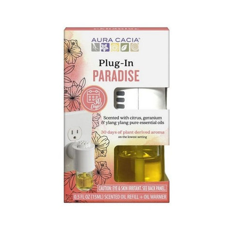 Essential Oil Plug In Warmer Plus Refill Paradise 1 Count by Aura Cacia