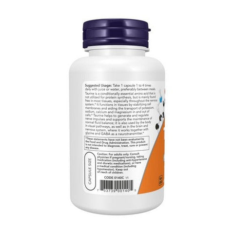 Now Foods, Taurine, 500 Mg, 100 Veg Caps Now Foods