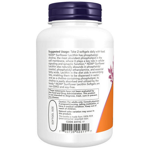 Now Foods, Sunflower Lecithin, 1200 Mg, 100 Softgels