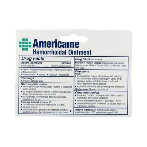 Americaine, 20% Benzocaine Hemorrhoidal Ointment Maximum Strength, 1 Oz